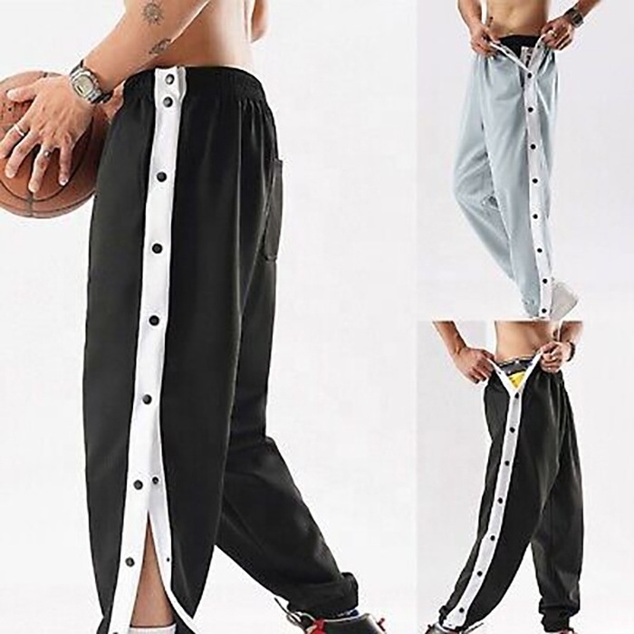 custom 100% polyester sublimation Side open button hip hop basketball pant training long trousers for men