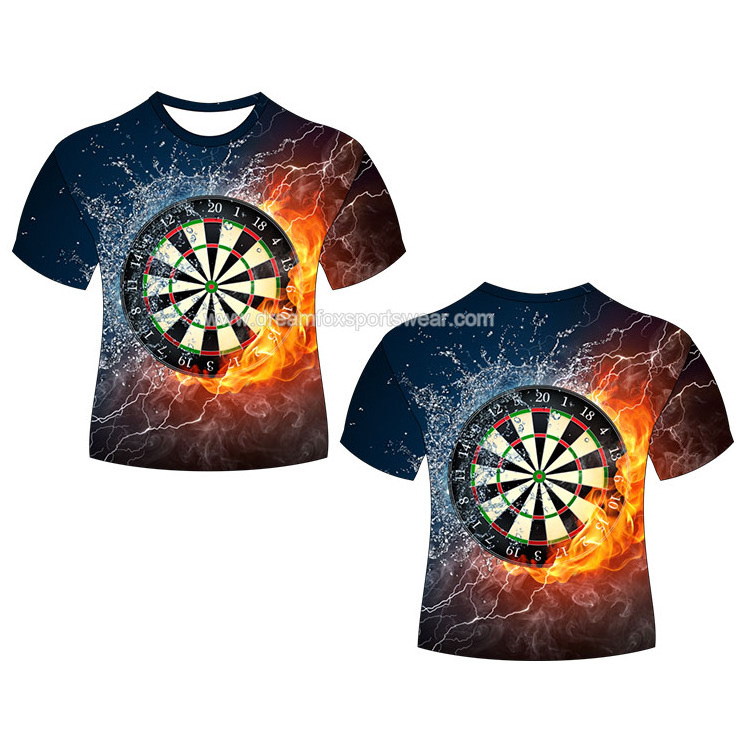 design your own logo magnetic dart shirt with pocket custom made polyester short sleeve men dart shirt jersey full sublimation