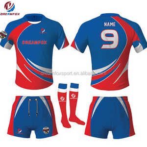 low MOQ sublimation adult kids rugby shirt blue red rugby jersey set springbok rugby jersey