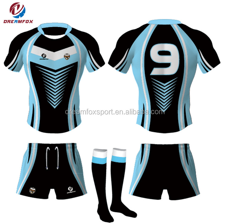 low MOQ sublimation adult kids rugby shirt blue red rugby jersey set springbok rugby jersey