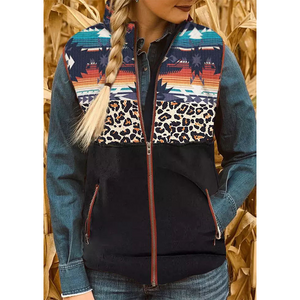 Women's Retro Ethnic Style Zipper Cardigan Western Aztec Vest