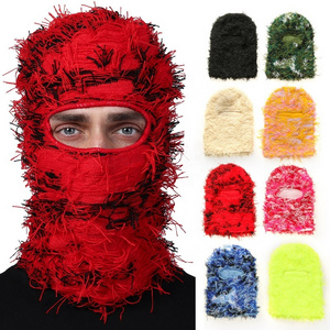 RTS New Knitted Face Mask Single Hole Knit Full Face Ski Mask Winter Windproof Warmer Head Cover