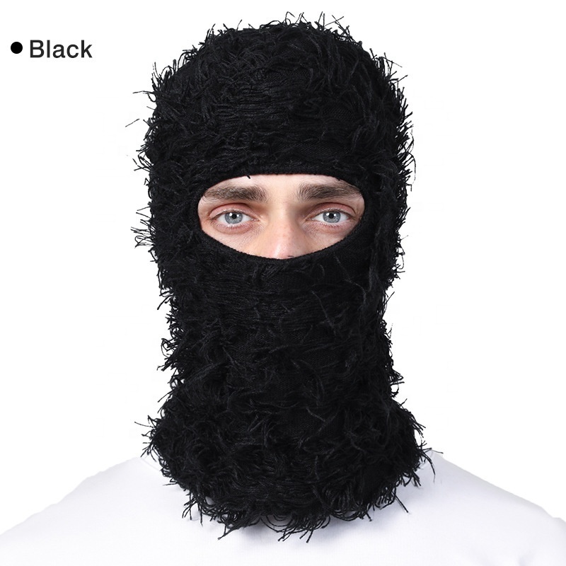 RTS New Knitted Face Mask Single Hole Knit Full Face Ski Mask Winter Windproof Warmer Head Cover