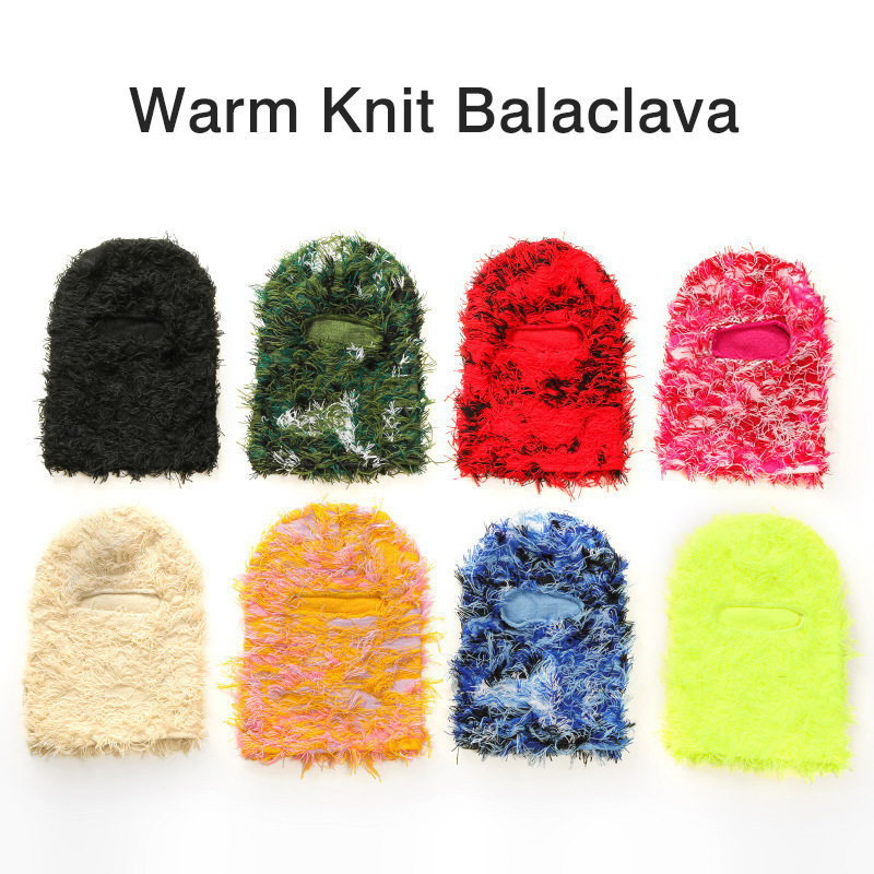 RTS New Knitted Face Mask Single Hole Knit Full Face Ski Mask Winter Windproof Warmer Head Cover