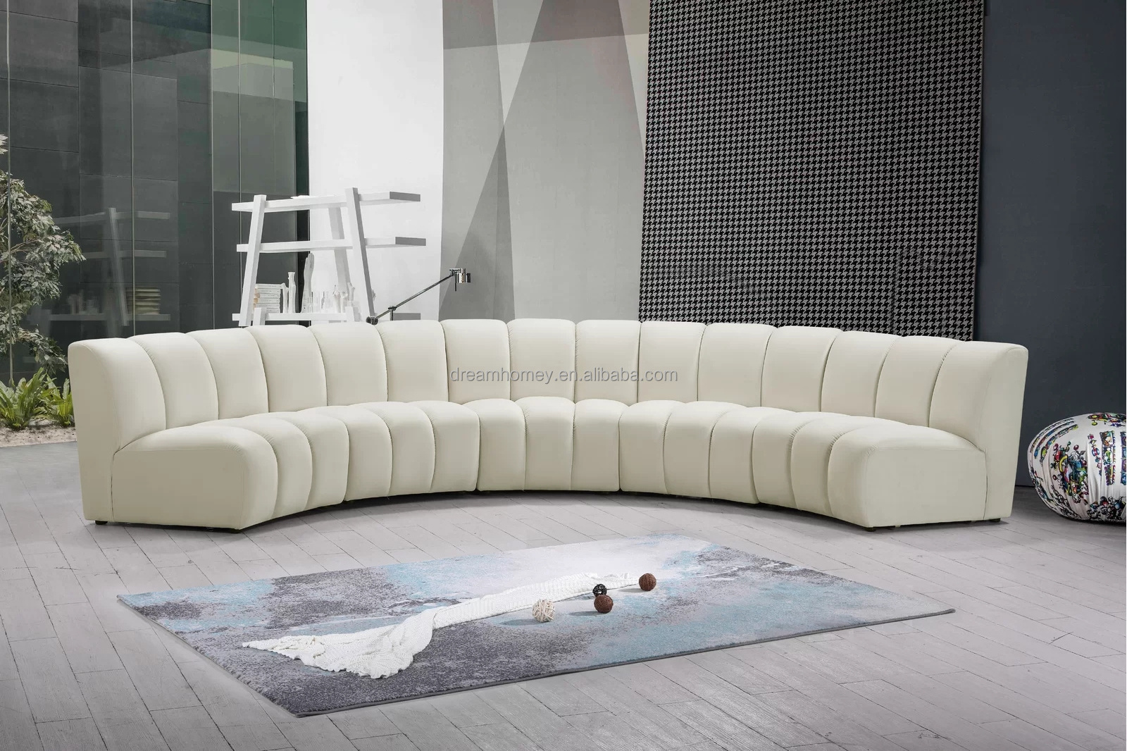 italian high-end U  Shape White Fabric Curved Velvet Designer Sofa Set  Modern Luxury Designs Living Room Furniture