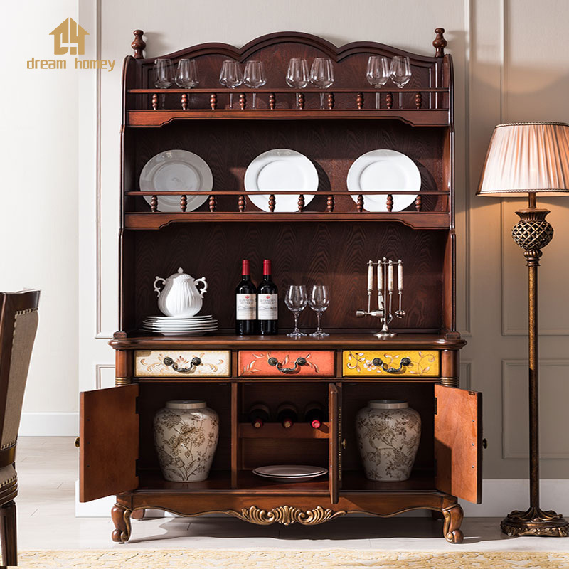 Classic American painted solid wood side cabinet Wine cabinet Wall storage in living room