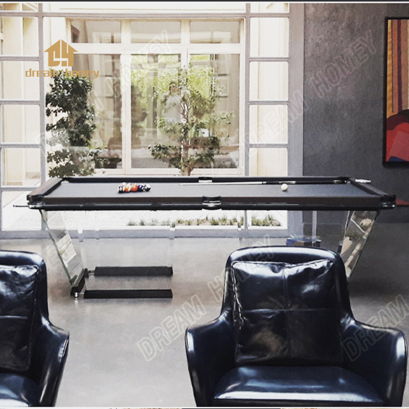 Designer's latest design full of futuristic toughened glass table legs pool table villa living room billiards