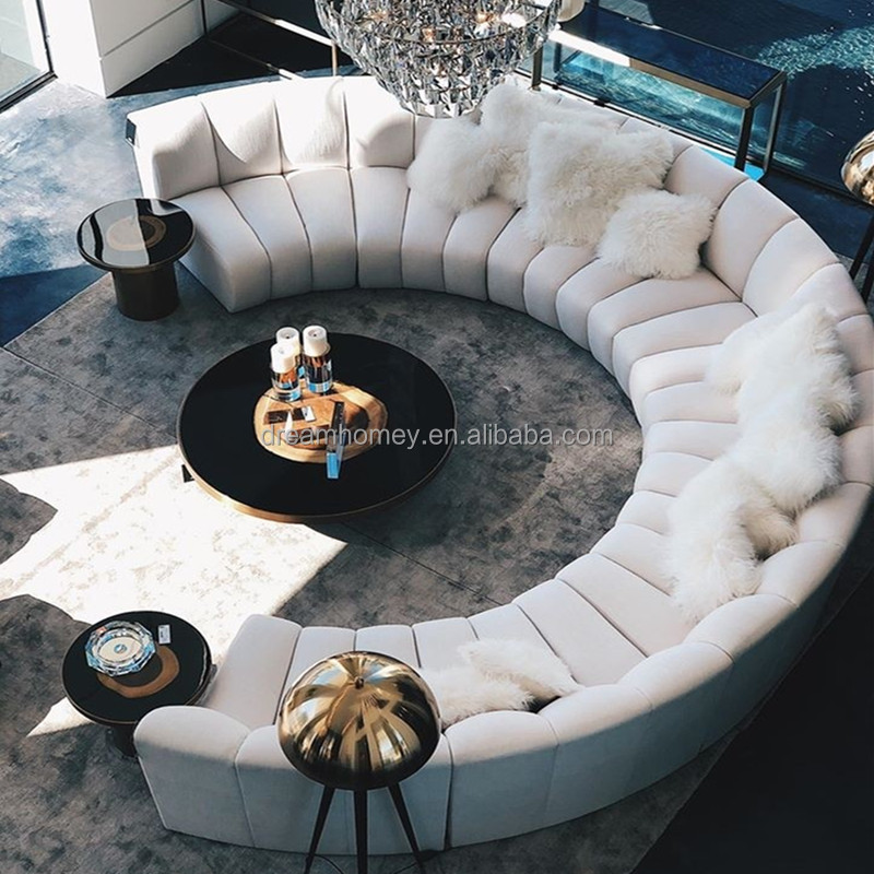 italian high-end U  Shape White Fabric Curved Velvet Designer Sofa Set  Modern Luxury Designs Living Room Furniture