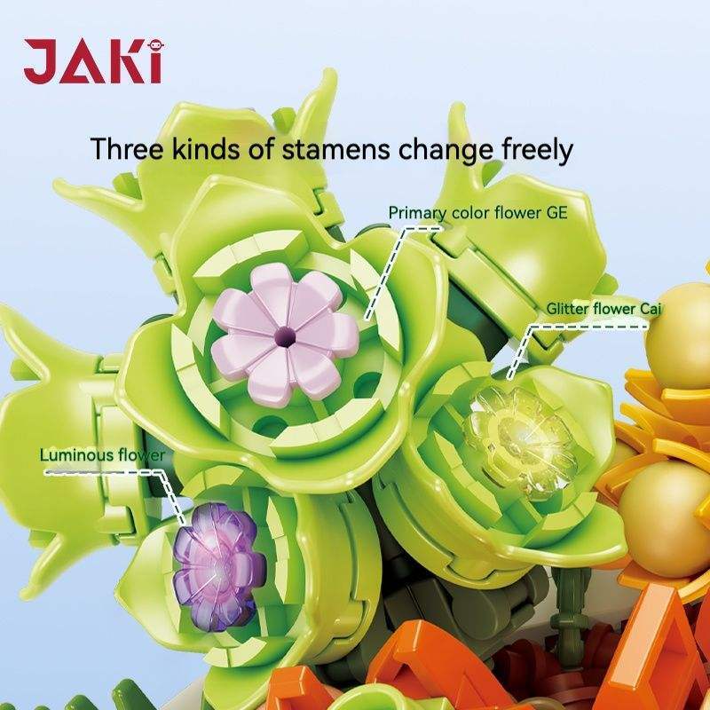 Tiktok Hot JAKI Noctilucent Potted Plants Succulents Building Blocks Bonsai Botanical Model Bricks Mother Gift Sets