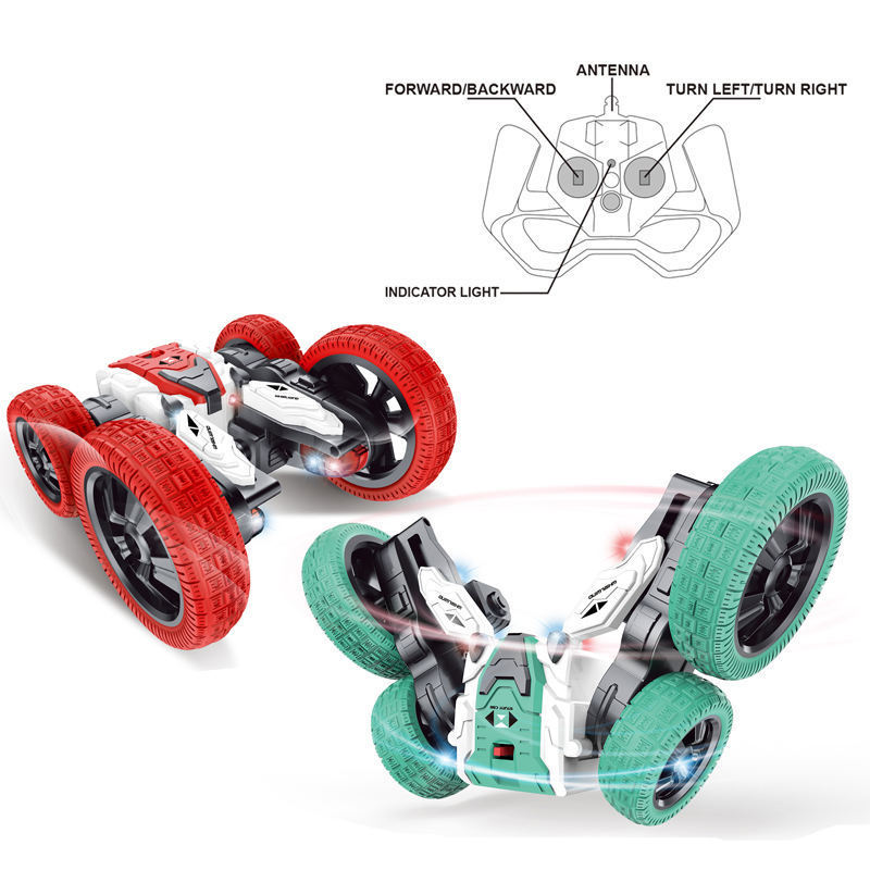 2.4Ghz Double Side 360 Rotation RC Stunt Car 4WD One Click Demonstration RC Car With Music LED Light