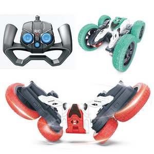 2.4Ghz Double Side 360 Rotation RC Stunt Car 4WD One Click Demonstration RC Car With Music LED Light