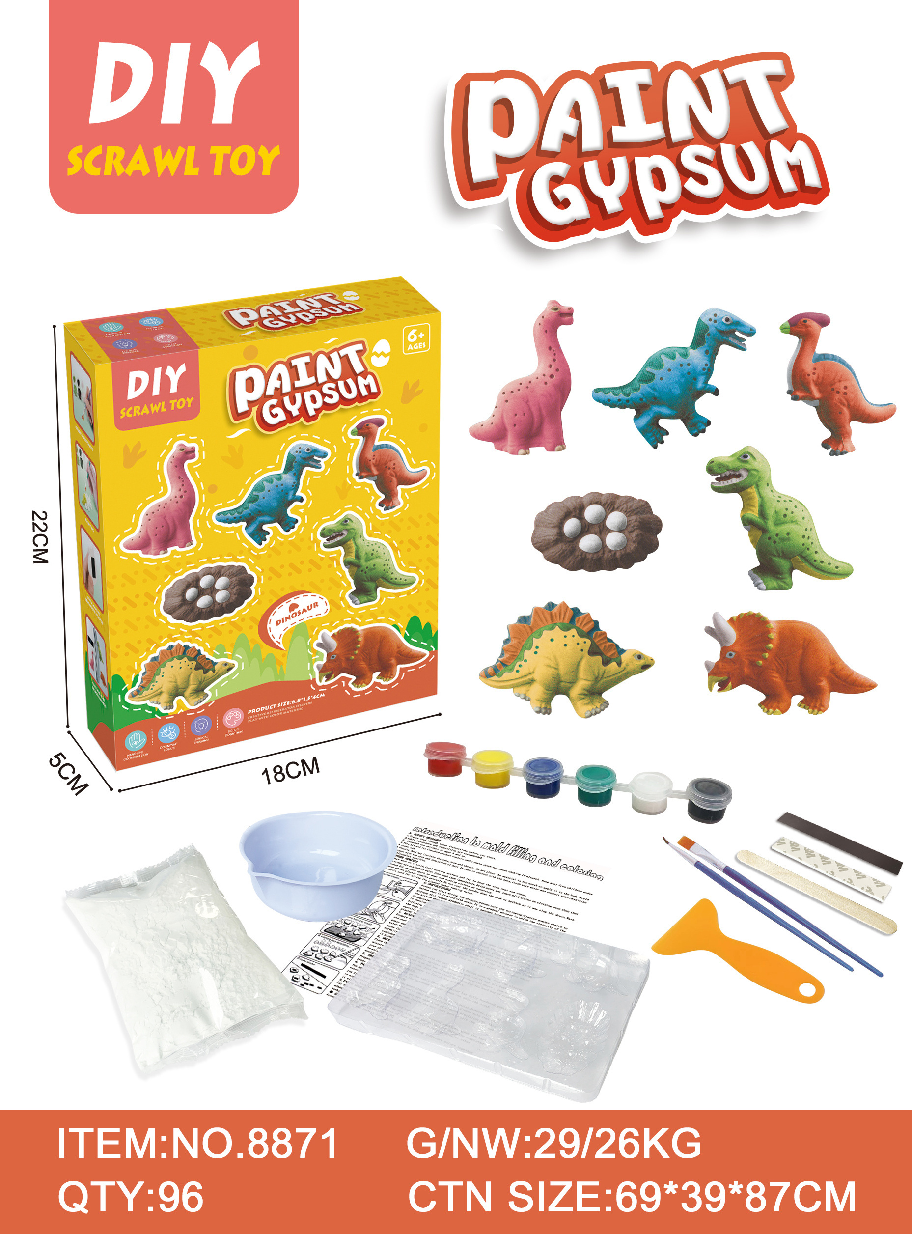 Customised 3D Plaster Molds Color Gypsum Kids Drawing Set Paint Your Own Space Dinosaurs Christmas Crafts Kit Creative Toys