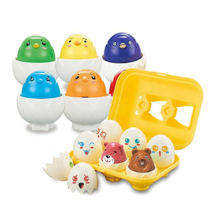 Tiktok Hot Selling Hide And Squeak Eggs 6 PCS Learning Color Shape Sorter Matching Eggs Toys For Toddlers Easter Basket Stuffers