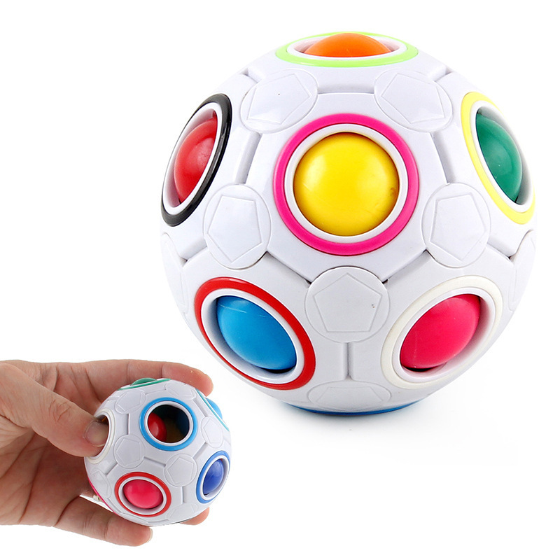 Wholesale Custom 3D Magic Rainbow Fidget Spinner Puzzle Ball Pop Fidget Toy Speed Cube Balls Push Educational Kids Unzip Toys