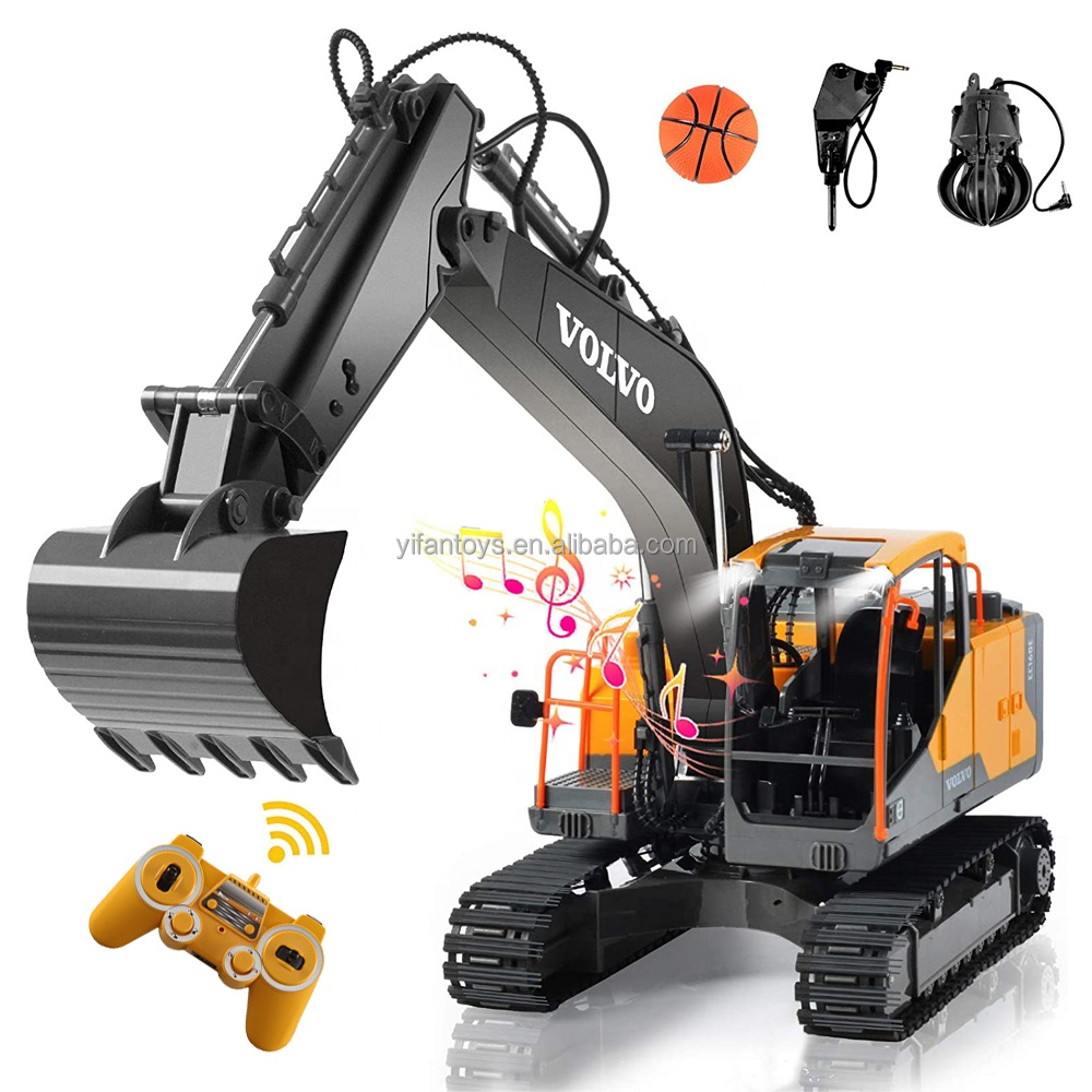 Tiktok Cada E568-001 VOLVOz 1/16 Scale RC Excavator Truck 17 Channel 3 IN 1 RC Alloy Engineering Construction With Light & Sound