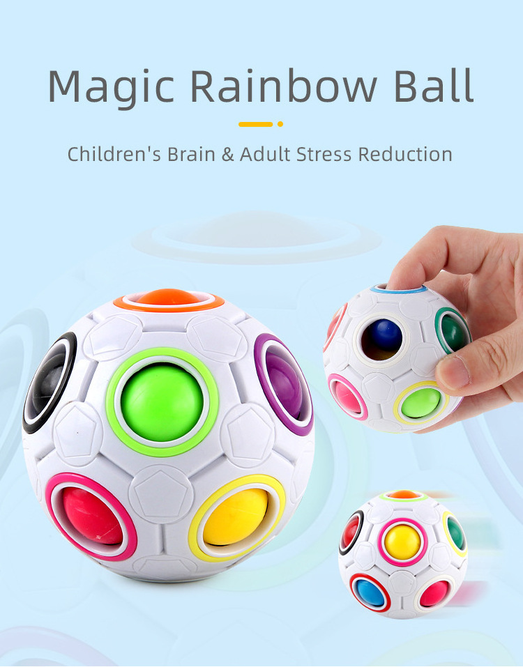 Wholesale Custom 3D Magic Rainbow Fidget Spinner Puzzle Ball Pop Fidget Toy Speed Cube Balls Push Educational Kids Unzip Toys