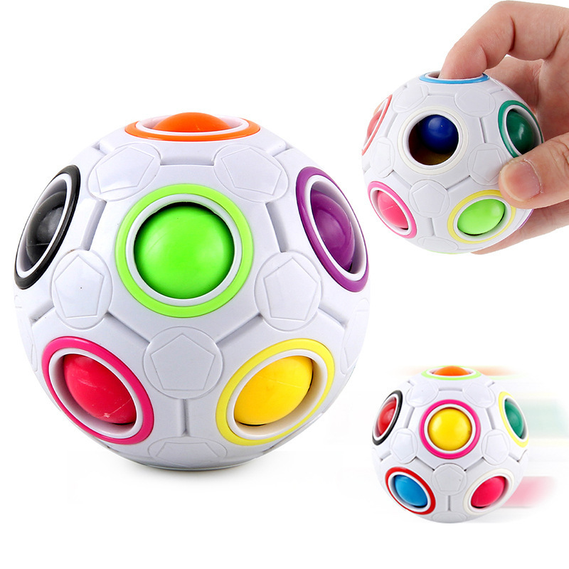 Wholesale Custom 3D Magic Rainbow Fidget Spinner Puzzle Ball Pop Fidget Toy Speed Cube Balls Push Educational Kids Unzip Toys