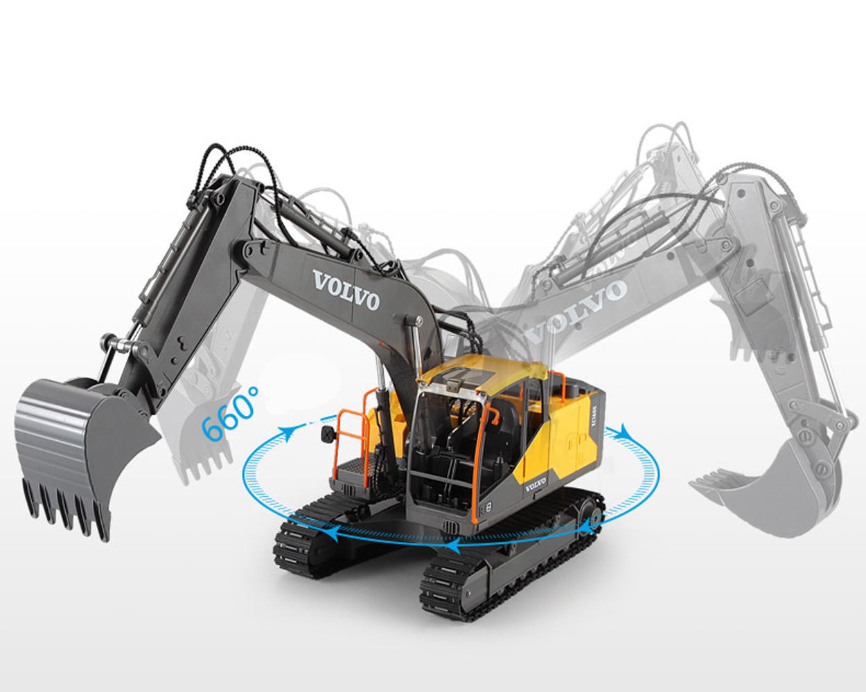 Tiktok Cada E568-001 VOLVOz 1/16 Scale RC Excavator Truck 17 Channel 3 IN 1 RC Alloy Engineering Construction With Light & Sound