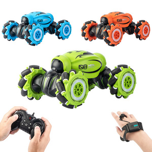 Hot Tiktok 2.4G Remote Control Double Sided Twisting Stunt Toy mini Watch Controlled Hand Gesture Sensor RC Car With Light Music