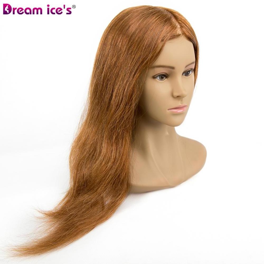 Dream.Ice's Salon teaching tools plastic female mannequin training head with human hair wig have shoulder