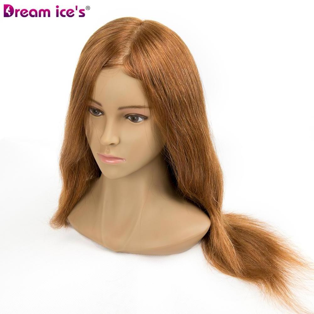 Dream.Ice's Salon teaching tools plastic female mannequin training head with human hair wig have shoulder