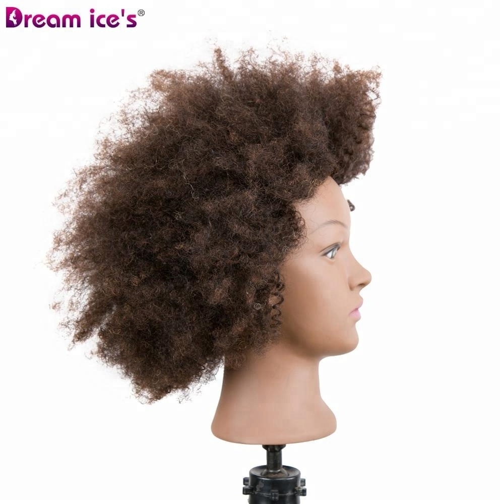 Xuchang hair factory offer 10inch 100 human hair hairdressing black afro training mannequin head