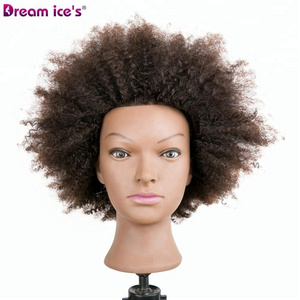 factory cheap wholesale styrofoam afro female mannequin training heads with short human hair for student practice