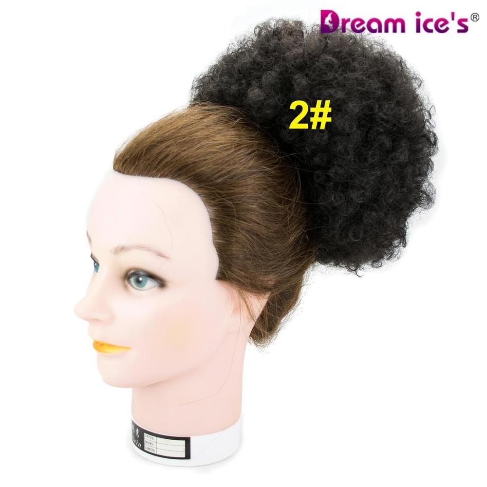 Dream.Ice's 10inch Afro Puff Drawstring Ponytail Kinky Curly Synthetic Hair Updo Chignon Bun Hair Piece