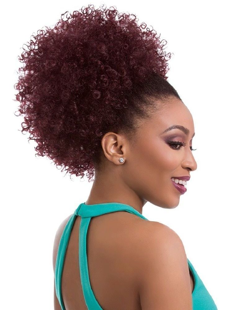 Dream.Ice's 10inch Afro Puff Drawstring Ponytail Kinky Curly Synthetic Hair Updo Chignon Bun Hair Piece