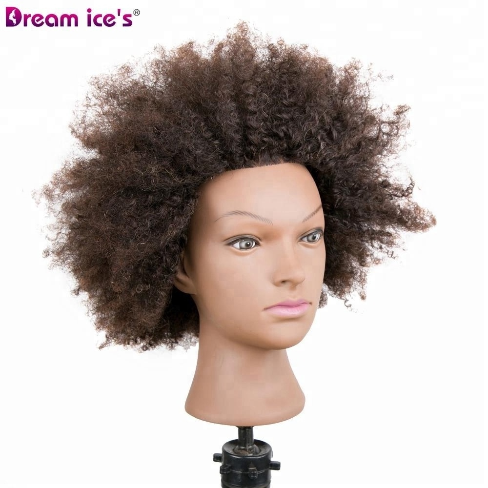 Xuchang hair factory offer 10inch 100 human hair hairdressing black afro training mannequin head