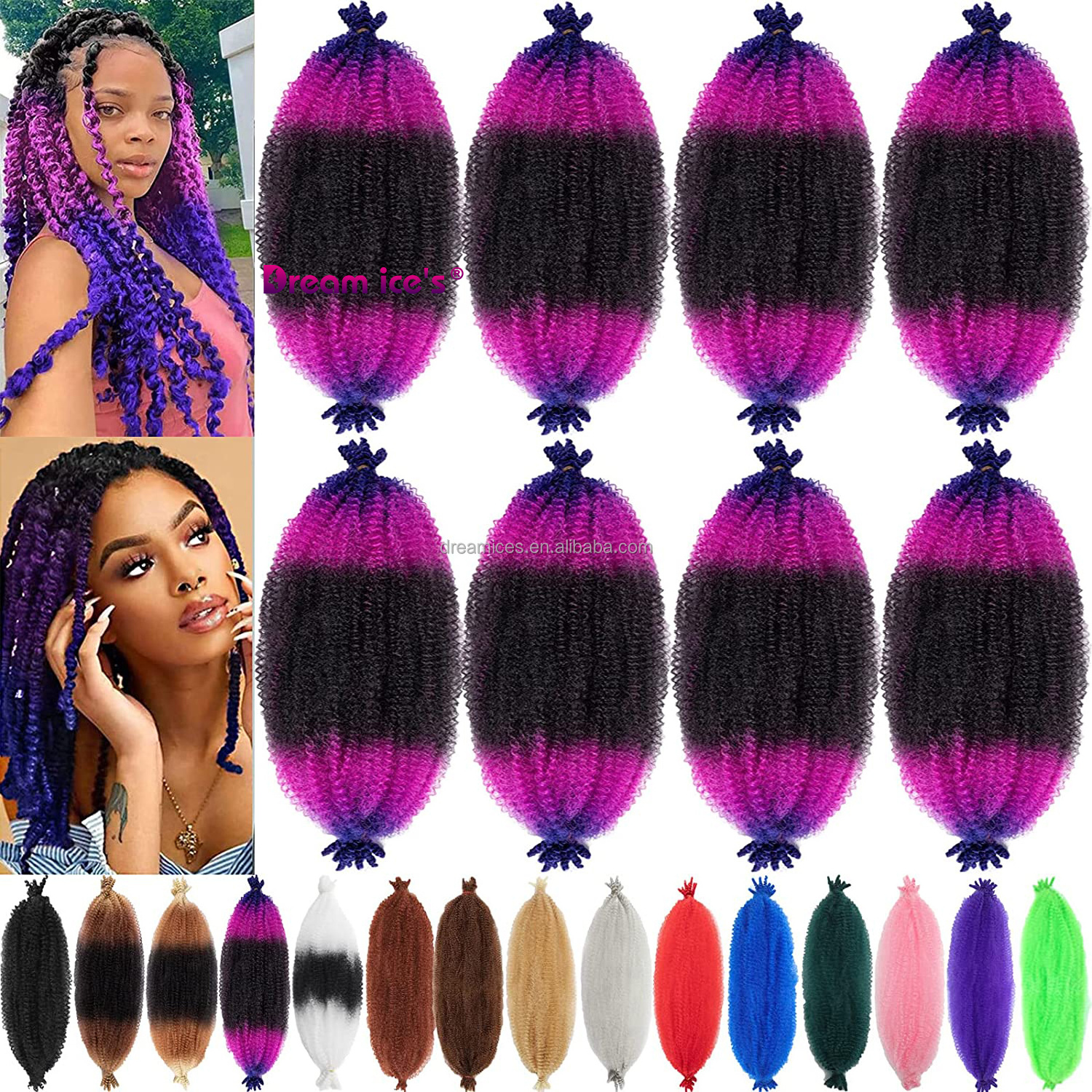Afro Kinky Twist 16-30inches Pre-fluffed Crochet Braids Hair Spring ...