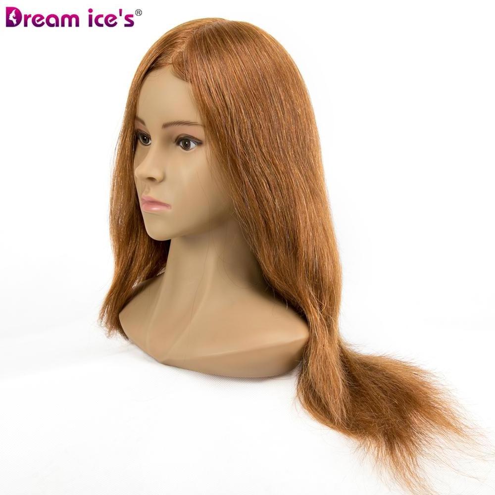 Dream.Ice's Salon teaching tools plastic female mannequin training head with human hair wig have shoulder