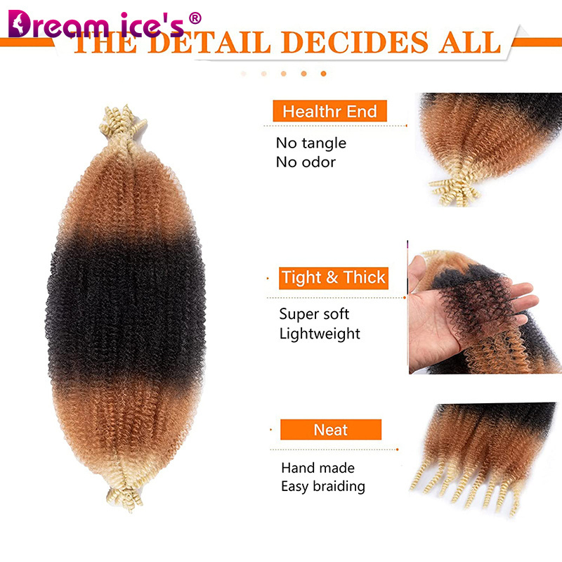 Afro Kinky Twist 16-30inches Pre-fluffed Crochet Braids Hair Spring Afro Twist Synthetic Crochet Braiding Hair Afro Spring Twist