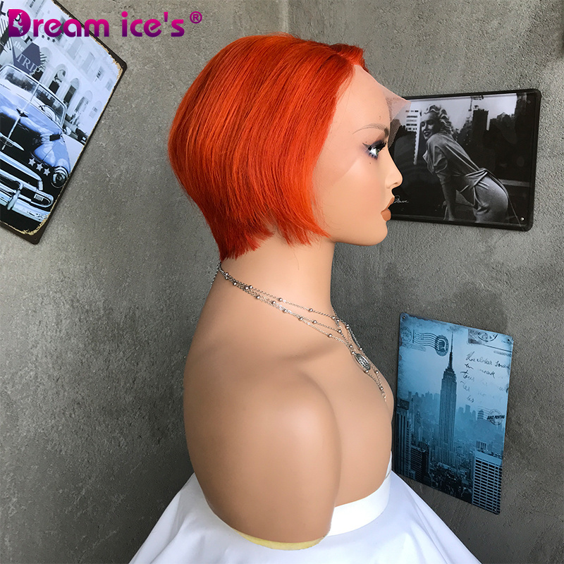 13x4 13x6 Orange virgin hd pixie bob lace frontal wigs vendor short blonde remy human hair pixie curls lace frontal wigs 613