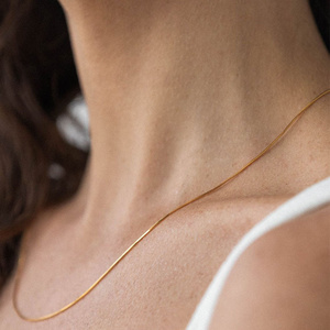 Minimalist 18K Gold Plated Thin Snake Chain Necklaces Tarnish Free Stainless Steel Link Chain Necklaces