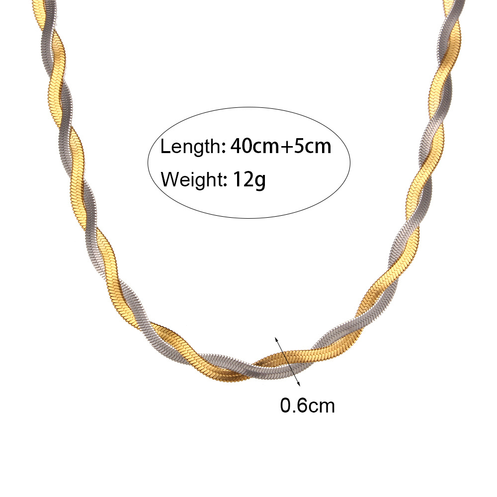 Fashion Jewelry 18K PVD Gold Plated Stainless Steel Layer Weave Snake Chain Bangle Bracelet Pendant Necklace Set for Women Men