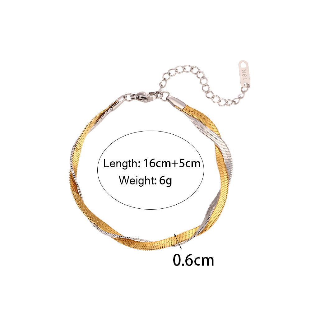 Fashion Jewelry 18K PVD Gold Plated Stainless Steel Layer Weave Snake Chain Bangle Bracelet Pendant Necklace Set for Women Men