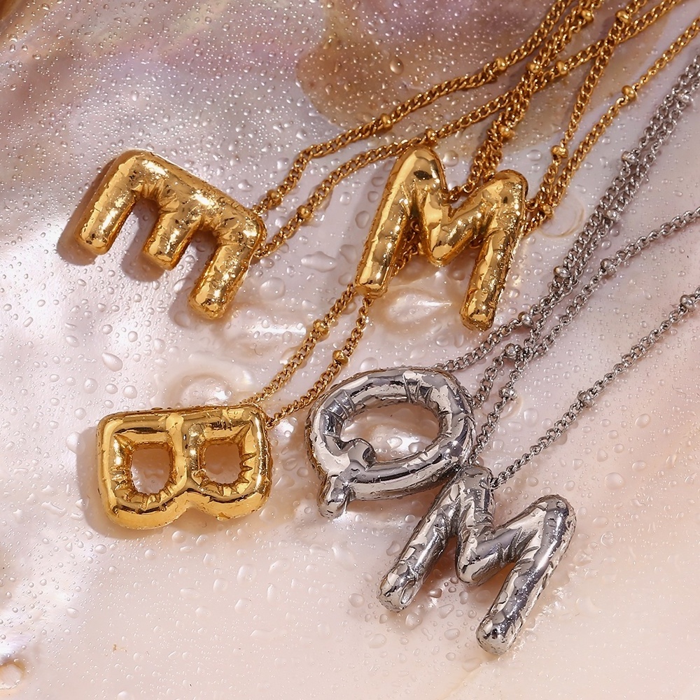 Spring 2024 Fashion Party Jewelry Bubble Letter Necklace Stainless Steel Women Jewelry