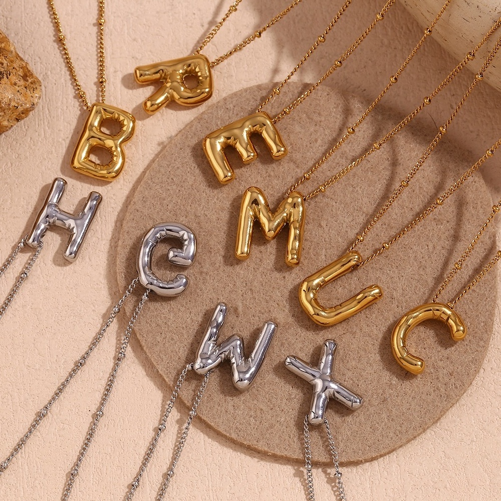 Spring 2024 Fashion Party Jewelry Bubble Letter Necklace Stainless Steel Women Jewelry