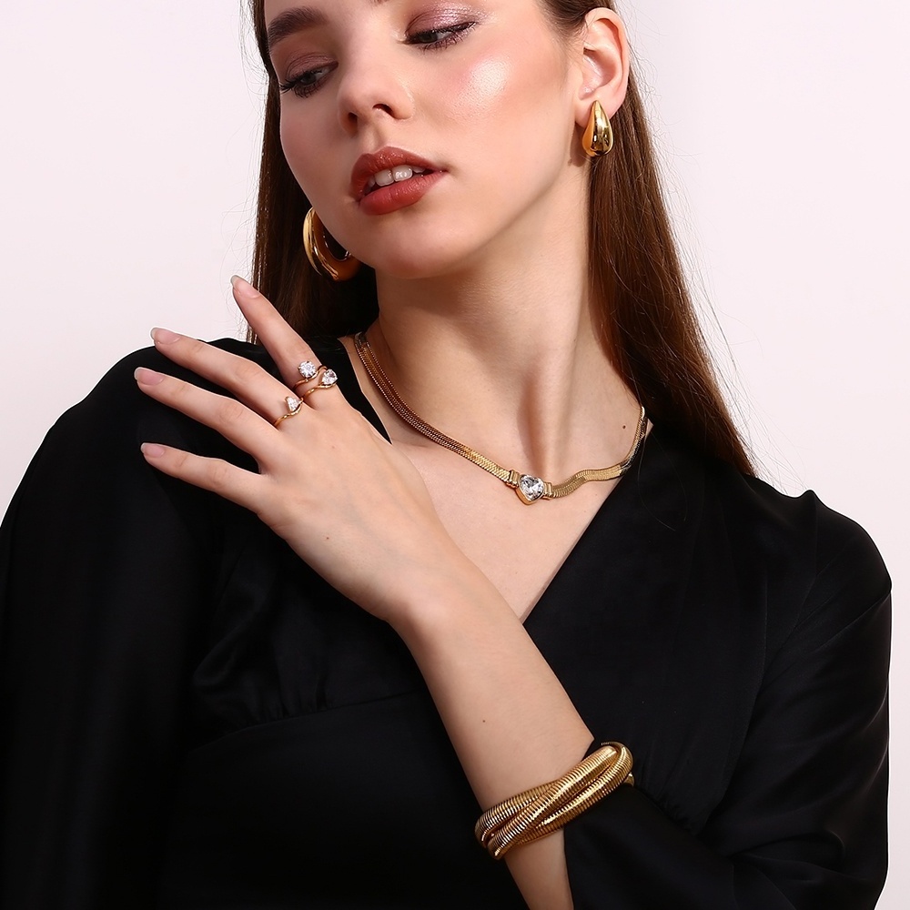 Hip Hop Jewelry Three Layer Winding Snake Chain Bangle 18k Gold Plated Stainless Steel Jewelry