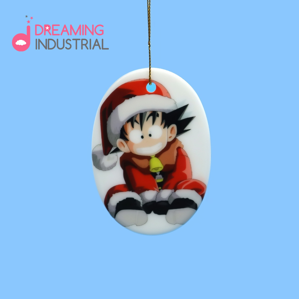 Sublimation oval ceramic Christmas pendants ceramic Christmas baubles for Christmas tree decoration