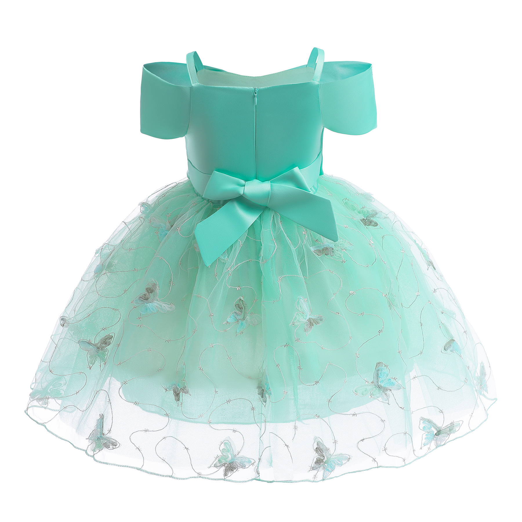 2024 New designs Party Wedding Girls Elegant Princess Dress Girls' Piano Costume Green Big Bow Butterfly Tulle Dresses