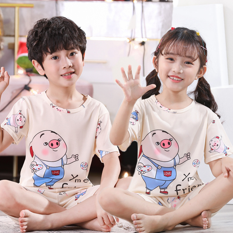 New Korean Boutique Summer Children Sleepwear Clothing Set Boys and Girls Pyjamas Gift Short Pajamas for Kids