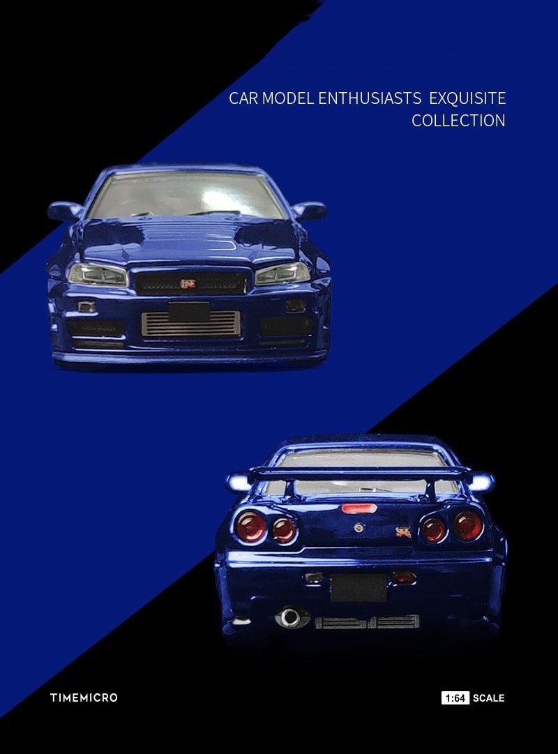 TimeMicro1:64  Brian's diecast car Gtr34 limited version Fast and Furious Alloy cars