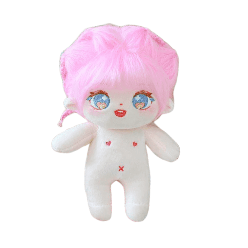 20cm 8inches Plush Doll With Skeleton Stuffed Cute Anime Plushie Toy Handmade Custom Dolls With Pink Purple Long Hair