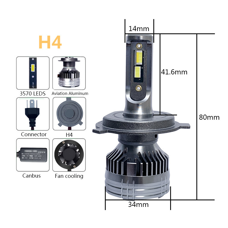 High Power Super Bright Low Beam Led Headlight Bulbs H7 H4 Led,auto Car H13 H1 H3 9005 9006 880 H11 H7 H4 S2 C6 Led Headlight