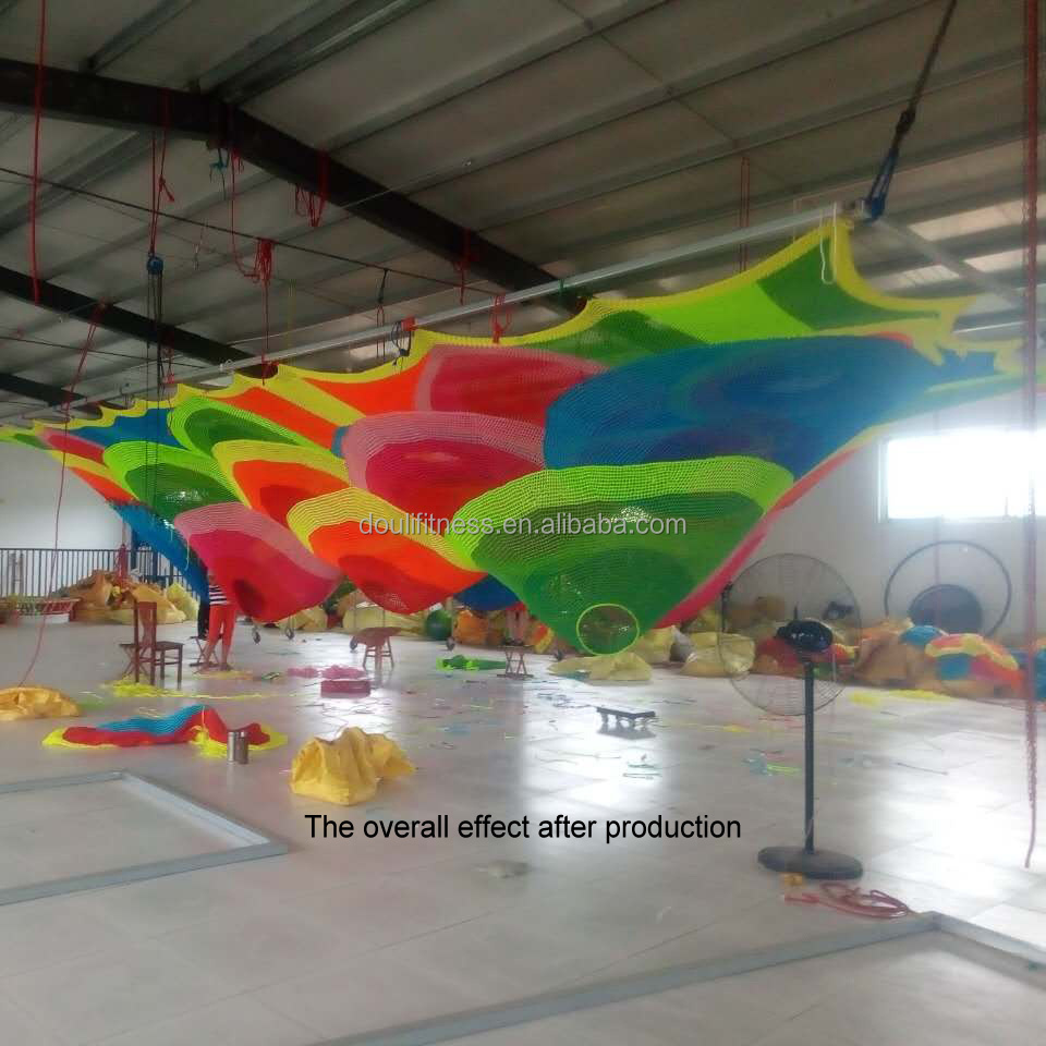 Dream customizable children indoor play area rectangle string bag multicolored net playground equipment with kids swings