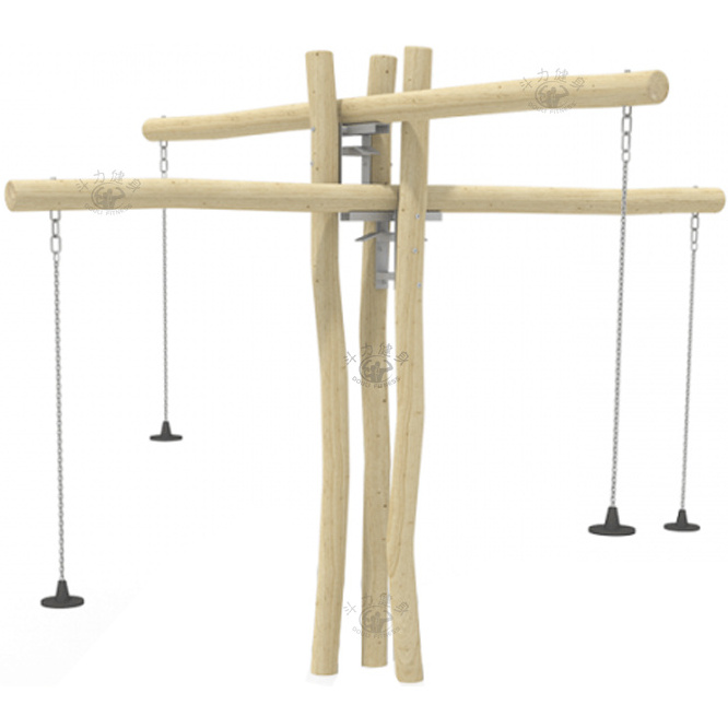 Dream kids outdoor four seats wooden cross scales seesaw swing playground equipment for children