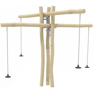 Dream kids outdoor four seats wooden cross scales seesaw swing playground equipment for children