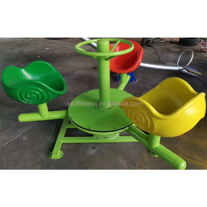 Dream kids outdoor colorful plastic snail seat spinning merry go round playground equipment for children